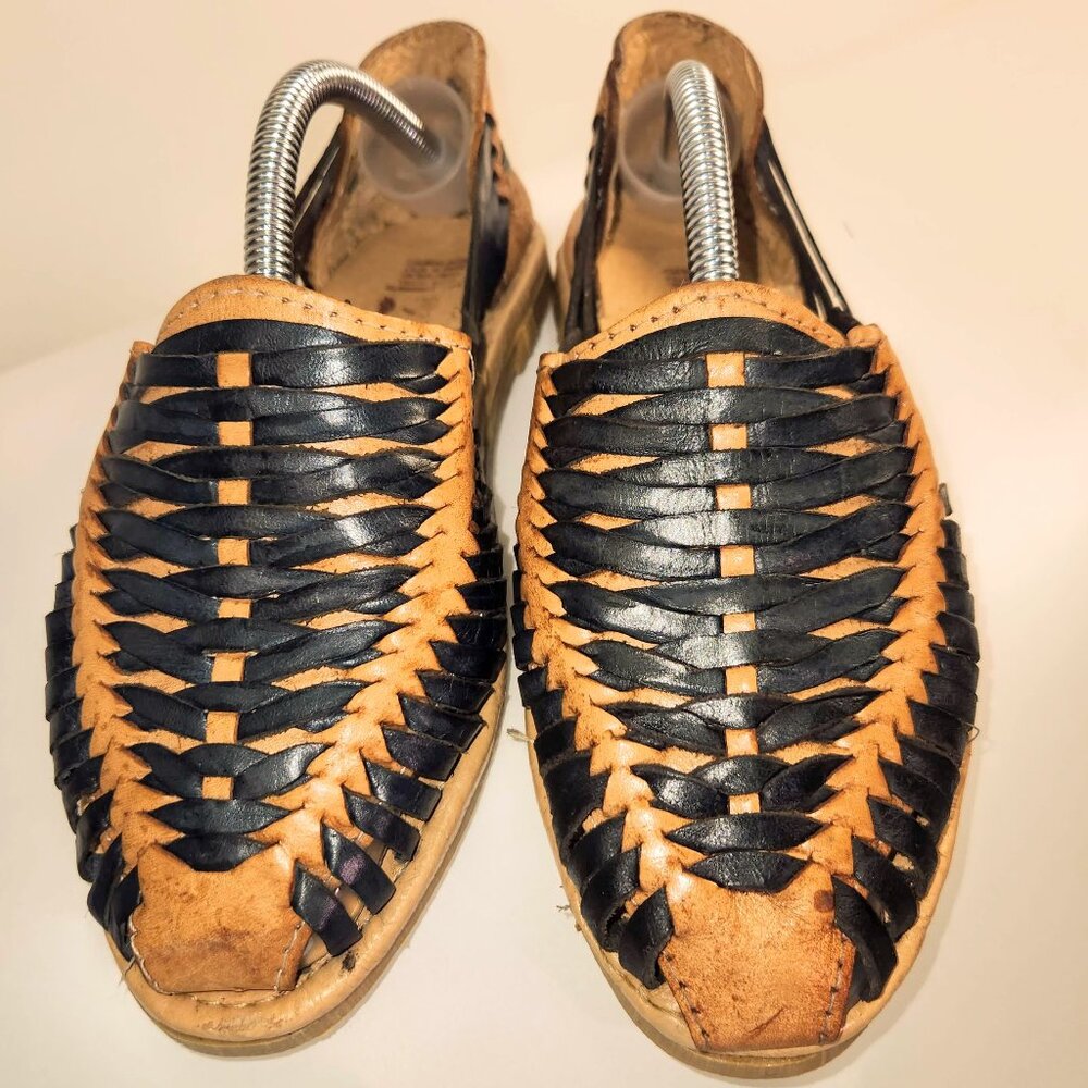 Blue/Natual leather huarache Angeles by Artesanias Mexico Sz 6